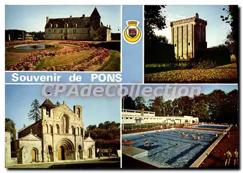 Cartes postales moderne Pons La Mairie Le Donjon L'Eglise Saint Vivien La Piscine