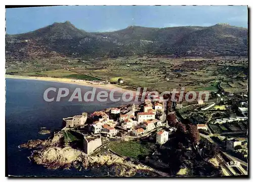 Moderne Karte Algajola Vue D'Ensemble Sur La Colline Au Fond village San Antonino