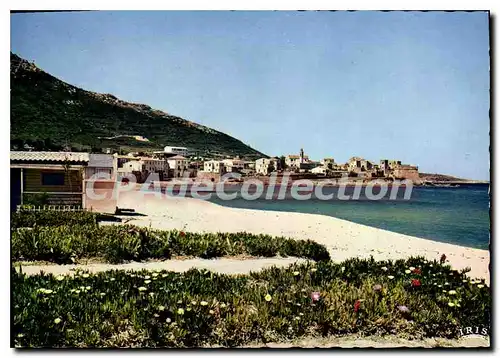 Moderne Karte Algajola Vue De La Plage Et Du Village