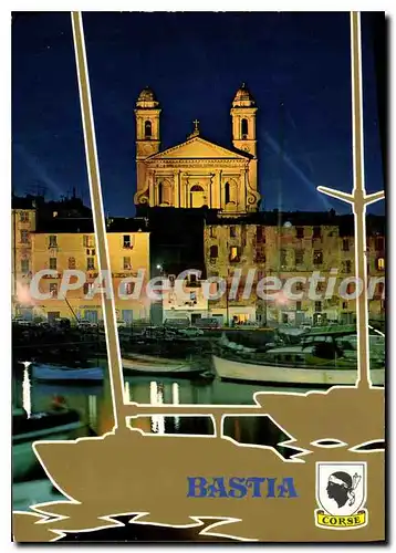 Cartes postales moderne Bastia La Corse vieux port illumin�