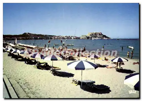 Cartes postales moderne Calvi La Plage Au Loin La Citadelle