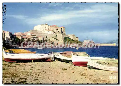 Moderne Karte Calvi Vue D'Ensemble Le Port Et La Citadelle