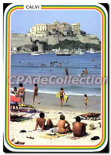 Moderne Karte Calvi La Plage Et La Citadelle