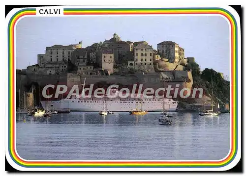 Cartes postales moderne Calvi La Citadelle Et I'Un Des Bateaux Reliant Le Continent