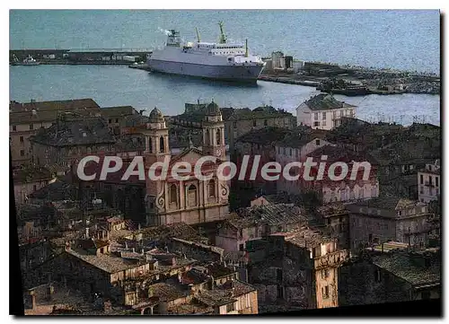 Cartes postales moderne Charmes Et Couleurs De La Corse Bastia L'Eglise St Jean Baptiste Et Le Port