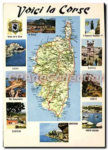 Cartes postales moderne Voici La Corse Carte Etablie D'Apres Le Cartoguide De corse shell berre