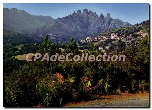 Moderne Karte Zonza Vue Generale Au Fond Les Aiguilles De Bavella