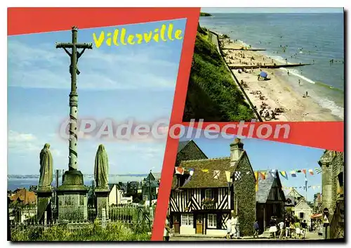 Cartes postales moderne Villerville Vue Generale Et Le Calvaire Descente Vers La mer