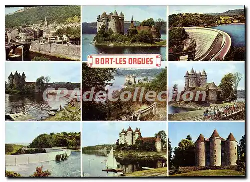 Moderne Karte Bort Les Orgues ch�teau barrage ville