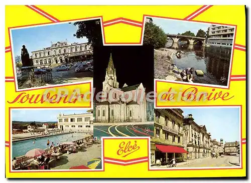 Cartes postales moderne Brive Le Theatre pont �glise piscine