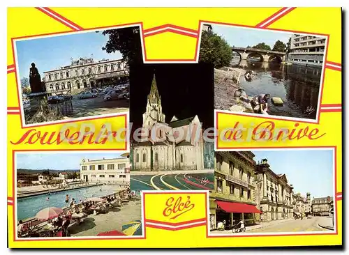 Cartes postales moderne Brive Le Theatre pont �glise piscine hotel de ville