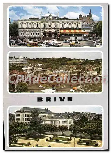 Cartes postales moderne Brive Le Theatre Rond Point Cardinal Jardin De La Poste