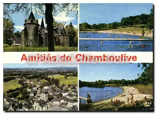 Cartes postales moderne Chamboulive Chateau De Gourdon La Baignade Vue Generale Aerienne plage