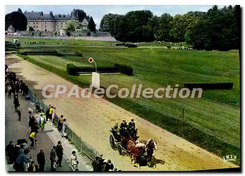 Moderne Karte Pompadour Voiture Du Starter Tiree Par Deux Chevaux �talons haras