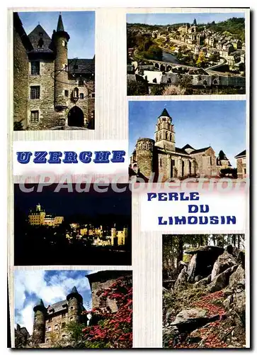 Cartes postales moderne Uzerche Perle Du Limousin Vue Generale porte Becharie �glise ch�teau Pontier dolmen d'Espartign