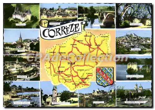 Moderne Karte Correze carte touristique Tulle Lubersac Beaulieu Aubazine Uzerche