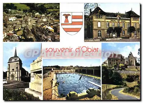 Cartes postales moderne Objat Vue Generale L'Hotel De Ville L'Eglise La Piscine ch�teau Saint-Cyr-la-Roche
