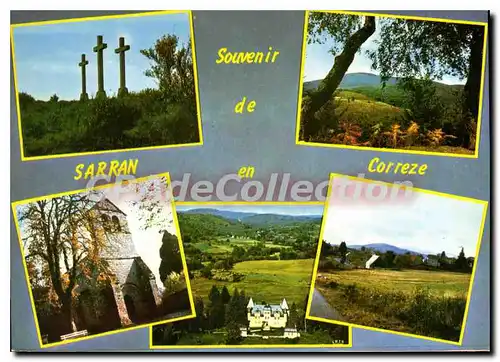 Cartes postales moderne Sarran Le Calvaire Automne En Correze L'Eglise Le Chateau De Bity