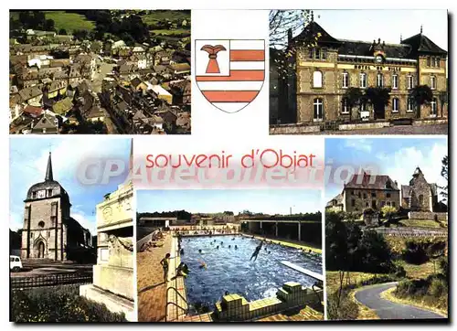 Cartes postales moderne Objat Vue Generale L'Hotel De Ville �glise piscine