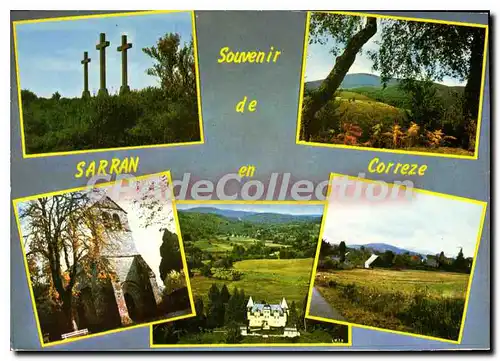 Cartes postales moderne Sarran Le Calvaire Automne En Correze L'Eglise Le Chateau De Bity