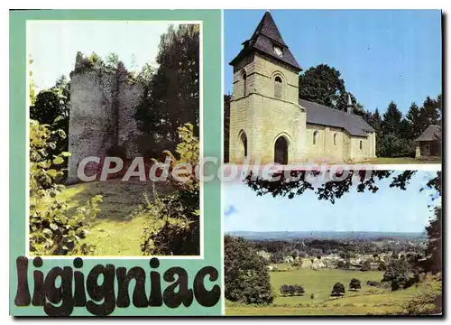 Moderne Karte Ligigniac Ruines Du Chateau L'Eglise Vue Generale