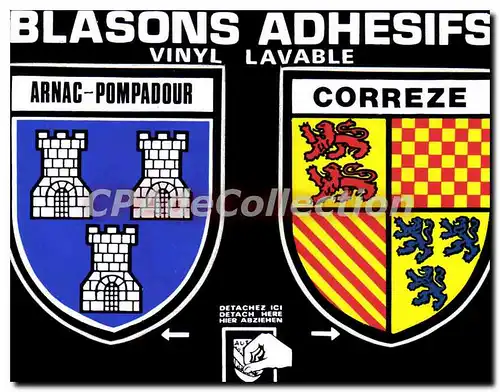 Moderne Karte Arnac Pompadour Correze blasons adh�sifs