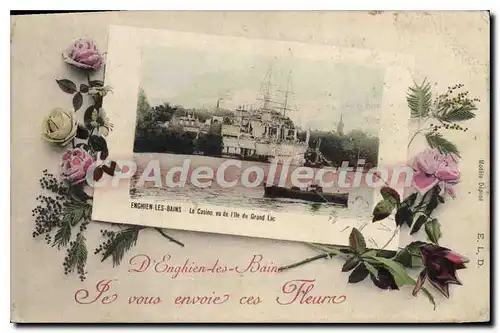 Cartes postales Enghien Les Bains Le Casino Vu De I'Ille Du Grand Lac
