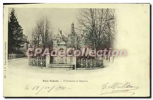 Cartes postales L'Isle Adam Fontaine Et Mairie
