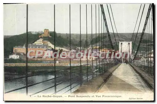 Cartes postales La Roche Guyon Pont Suspendu Et Vue Panoramique