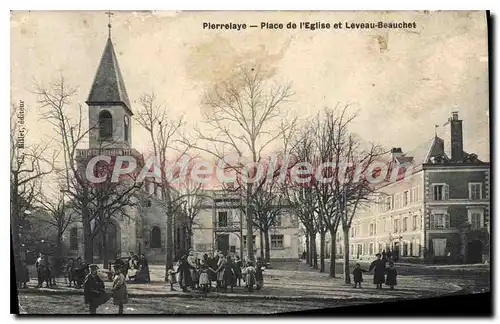 Cartes postales Plerrelaye Place De I'Eglise Et Leveau Beauchet