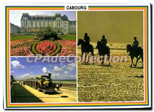 Cartes postales moderne Cabourg Le Grand Hotel Et Les Jardins du casino le petit train la plage