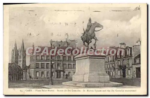 Cartes postales Caen Place Saint Martin Statue De Du Guesclin