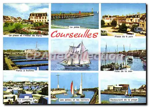 Cartes postales moderne Courseulles Sur Mer hotel de ville parc � huitres camping restaurant de la plage place du 6 jui