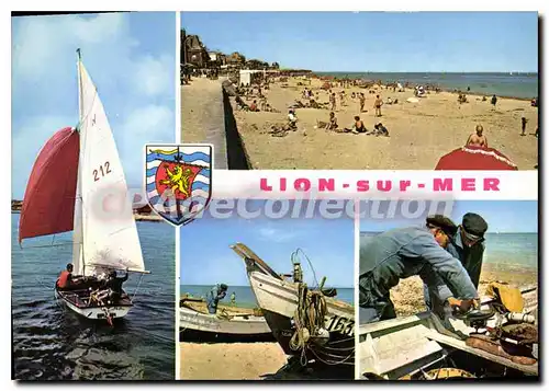 Cartes postales moderne Lion Sur Mer Un Voilier plage