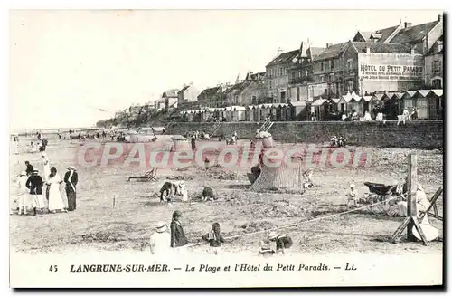 Cartes postales Langrune Sur Mer La Plage Et I'Hotel Du Petit Paradis