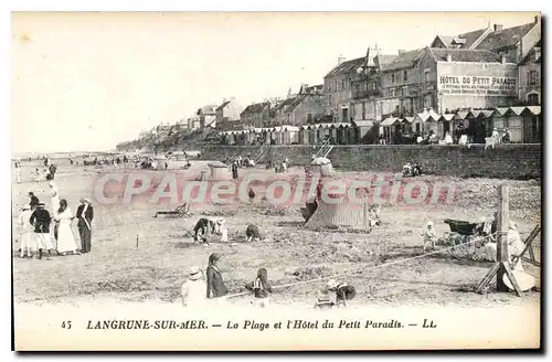 Cartes postales Langrune Sur Mer La Plage Et I'Hotel Du Petit Paradis