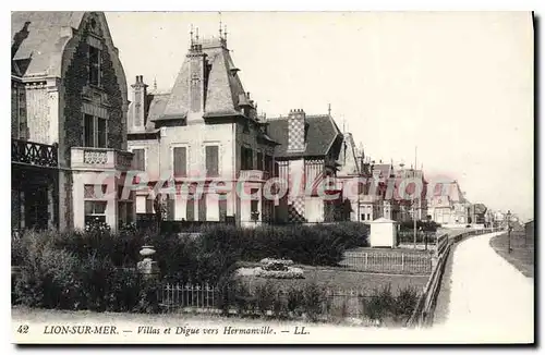 Cartes postales Lion Sur Mer Villas Et Digue Vers Hermanville