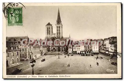 Cartes postales Lisieux Place Thiers Et Cathedrale Saint Pierre