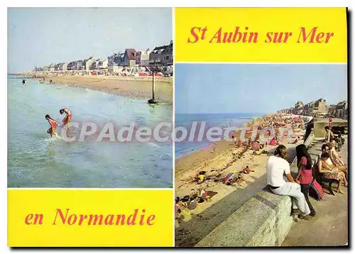 Moderne Karte Saint Aubin Sur Mer En Normandie les jeux et la plage