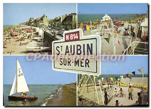 Moderne Karte Saint Aubin Sur Mer la plage