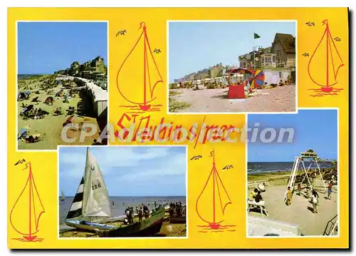 Moderne Karte Saint Aubin Sur Mer plage voilier jeux d'enfants