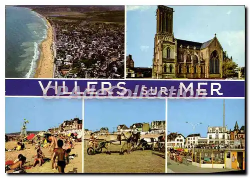 Cartes postales moderne Villers Sur Mer En Avion Sur La Plage Et La Ville promenade � poney