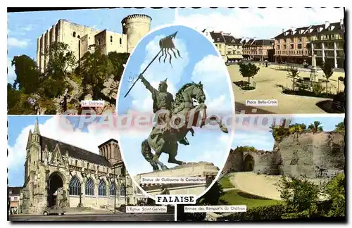 Cartes postales Falaise L'Eglise Saint Gervais ch�teau place belle-croix