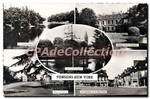 Cartes postales Torigni Sur Vire place du march� carrefour rue Thiers ch�teau de la Varigniere