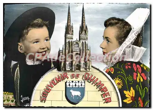 Cartes postales moderne Quimper costumes Au Centre La Cathedrale