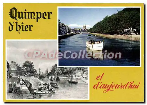 Cartes postales moderne Quimper d'hier et d'aujourd'hui L'Odet Au Fond La Cathedrale