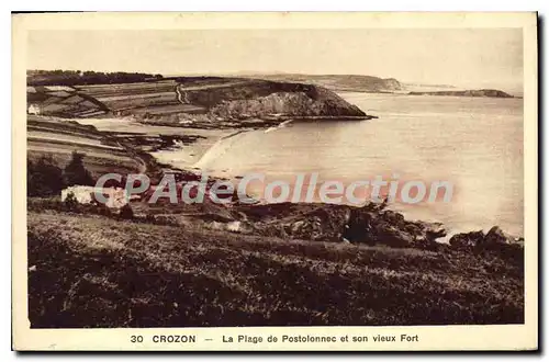 Cartes postales Crozon La Plage De Postolonnec Et Son Vieux Fort