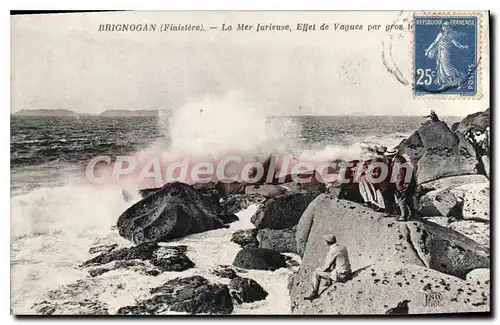 Ansichtskarte AK Brignogan La Mer furieuse Effet De Vagues