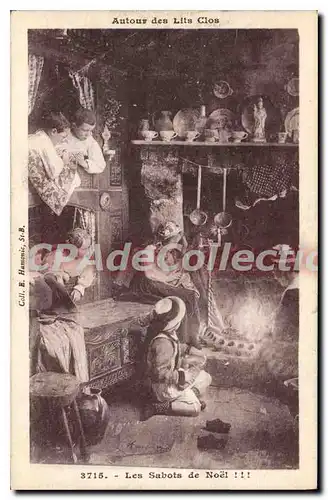 Cartes postales Les Sabots De Noel autour des lits clos