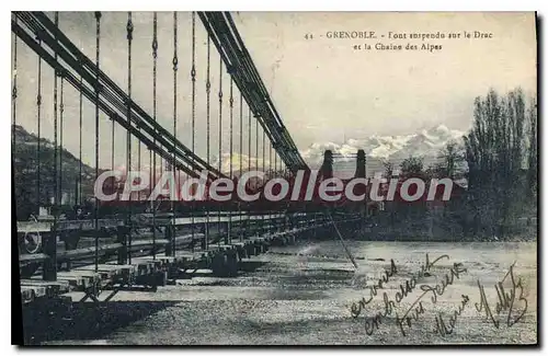 Cartes postales Grenoble pont Suspendu Sur Le Drac Et La Chaine des alpes